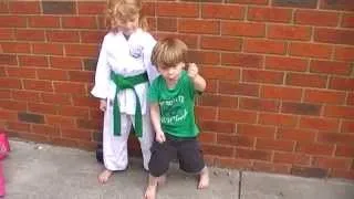 My little brother trying to do karate.. He's so cute.. FUNNY