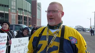 Native Americans protest against the Washington Redskins name at a game in Wisconsin