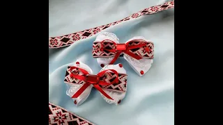 Бантики зі стрічок для дівчинки, під вишиванку. Ukrainian bows. Patriotic bows