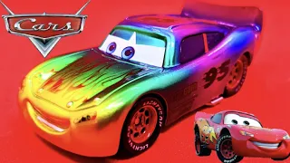 Mattel Disney Pixar Cars Diecast Custom Rainbow Lightning McQueen Piston Cup Racer