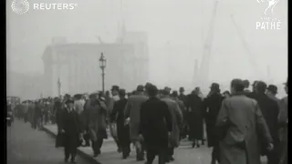 London workers walk during London bus strike (1937)