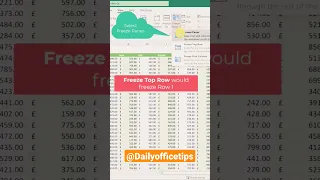 Freeze heading when scrolling 💯😎 Microsoft Office daily tips💡#exceltutorial #excel #msoffice #shorts