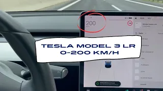 Tesla Model 3 Long Range 0-100 km/h 0-200 km/h