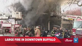 Firefighters battle large fire in downtown Buffalo