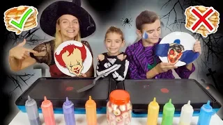 PANCAKE ART CHALLENGE 6 !!! - Halloween Édition : Clown tueur, Zombie, Citrouille ...