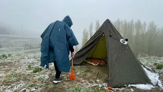 EXTREME Winter SNOW STORM -34C FREEZING COLD WINTER CAMPING ALONE in a HOT TENT ASMR
