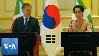 South Korea's President Moon Meets Myanmar Leader Aung San Suu Kyi