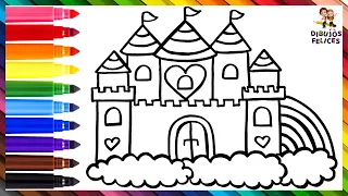 Dibuja y Colorea Un Castillo En Las Nubes ☁️🏰🌈☁️ Dibujos Para Niños