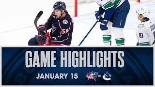 Blue Jackets Snap Canucks' 5 Game Winning Streak with 4-3 Shootout Win | Game Highlights (1/15/24)