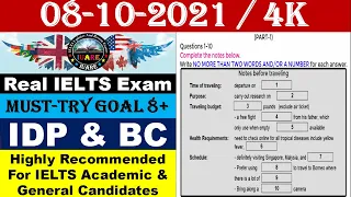 IELTS Listening Actual Test With Answers | IELTS Listening Actual Test 2021 | 08-10-2021