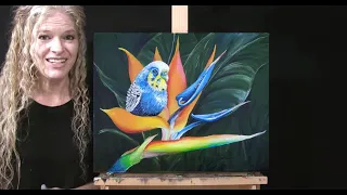 Learn How to Draw and Paint "TWO BIRDS OF PARADISE" with Acrylic - Paint and Sip at Home - Tutorial