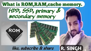 what is ROM & RAM and CACHE memory | HDD and SSD | primary and secondary memory | grafhic card |