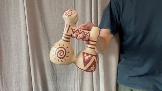 ウォーターポットホイッスル　Peruvian Whistling Vessels フクロウの顔を持つボトル　⑤