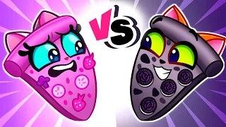 🖤 Black vs Pink 💗 Pizza || Yummy Kids Cartoons by Purr-Purr Tails 🐾