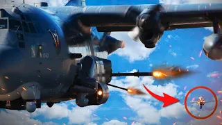 El AC-130 disparando su MORTAL CAÑON de 105 mm (¡Está armado hasta los dientes!)