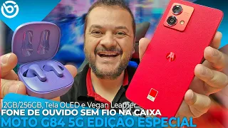 Novo MOTO G84 5G | Testei a EDIÇÃO ESPECIAL, c/ FONE de OUVIDO SEM FIO NA CAIXA! Unboxing/Impressões