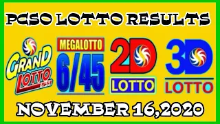 9PM PCSO LOTTO RESULTS TODAYS NOVEMBER 16 2020 2D 3D 6/45 6/55 LOTTO