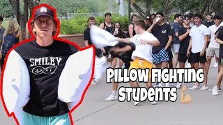 Pillow fighting students on ASU campus
