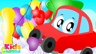 Blowing Balloons | Little Red Car | Cartoon Videos | Car Rhymes | Balloons Song for Children