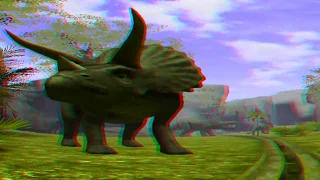 Roller coaster in Jurassic Park 3D anaglyph