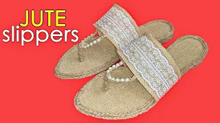 DIY JUTE SLIPPERS 👡 HOW TO MAKE SLIPPERS WITH JUTE  👡  JUTE CRAFT Ideas 💡