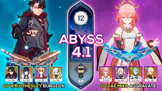 C0 Wriothesley Burngeon Melt & C0 Yae Miko Aggravate I Spiral Abyss 4.1 Floor 12 Genshin Impact