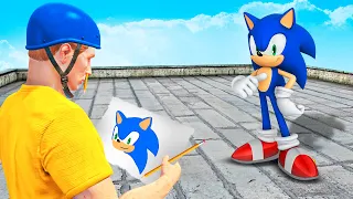 GTA 5 But Whatever SONIC & Jeffy Draw Comes To Life!