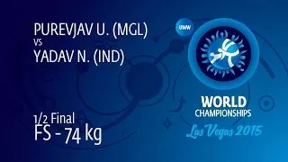 1/2 FS - 74 kg: U. PUREVJAV (MGL) df. N. YADAV (IND), 4-4