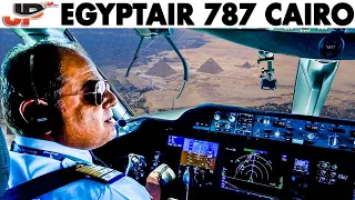 Stunning Cockpit Approach into Cairo | Egyptair 787 Flightdeck View