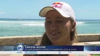 World champion Carissa Moore 'rips' in water, recording studio