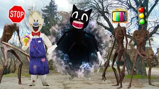 Portal of SCP Creatures: Siren Head Tv Head Cartoon Cat Ice Cream Man Traffic Head