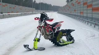 Поездка на ЦКАД.Замер максимальной скорости.Сноубайк Имперслед. Snowbike.