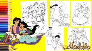 Disney Aladdin Coloring Book - Princess Jasmine Prince Ali Abu Magic Carpet Coloring Pages