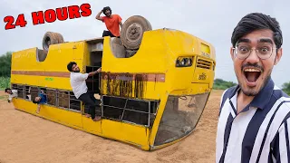 ₹100000 Flipped Bus Challenge - बस पलट गई मरते मरते बचे😭