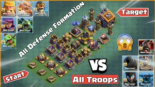 BB All Defense Formation VS All Max Troops || Clash Of Clans