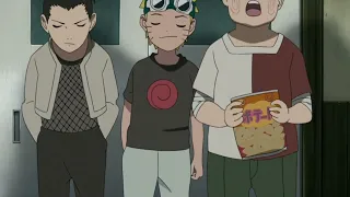 Iruka asusta a Naruto, shikamaru y Choji Naruto Shippuden