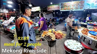 Mekong riverside view with delicious street food