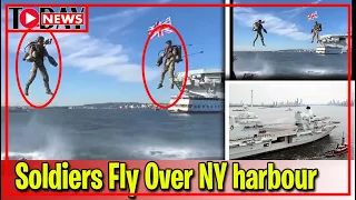 Amazing Moment | Soldiers Fly over New York harbour using Jetpacks and land on HMS Queen Elizabeth