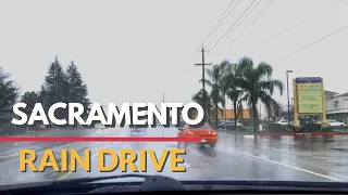 Drive In Rain, Sacramento, California, USA, Drive with me, Driving tour video