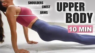 DO THESE 10 EXERCISES To Tone Up Your UPPER BODY (Chest, Back, Arms, Shoulders) - No Equipment