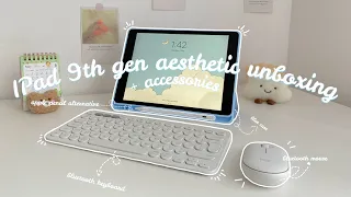 IPad 9th generation aesthetic unboxing and setup ✨☁️ (apple pencil alternative + accessories💕✨)