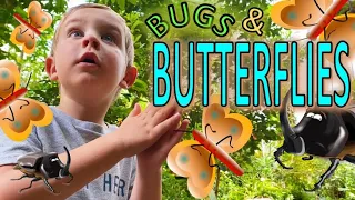 BUTTERFLY House & REAL BUGS!!  ROACHES, Leaf Bugs, HUGE Beetles, Katydid, SPIDERS & MORE!!