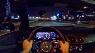 2020 Audi R8 V10 Performance Spyder POV Night Drive (3D Audio)(ASMR)