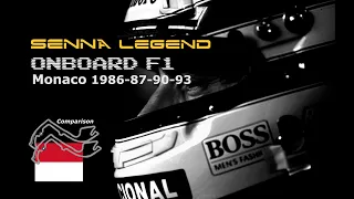 SENNA Legend | ONBOARD Lap » Comparison | 1986-87-90-93 F1 GP Monaco (Ayrton Senna: Lotus & McLaren)