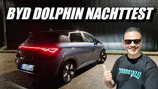 Elektroauto BYD Dolphin im Nachttest. LED Licht Ambiente Kameras Assistenzsysteme