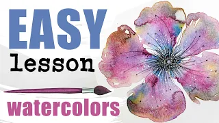 ✨ HOW I paint ~ THE EASIEST ~ watercolor FLOWER Ever ! ~ Painting class for Beginners