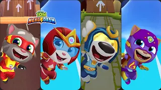 Talking Tom Hero Dash Super Tom Vs Fire Arrow Angela Vs Hurricane Hank Vs Mighty Ginger Gameplay