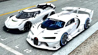 Bugatti Vision GT White Edition vs Koenigsegg Jesko at Old Monza