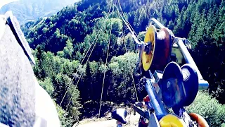 Lineman at work/ how to ride a Bike on Transmission Line/ broken line