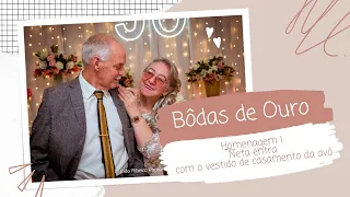 Nas  Bôdas de Ouro dos avós neta entra com vestido de casamento original  Short Film